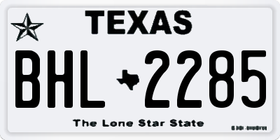 TX license plate BHL2285
