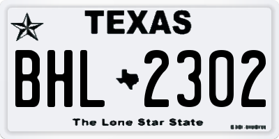 TX license plate BHL2302