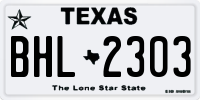 TX license plate BHL2303