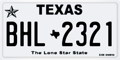 TX license plate BHL2321