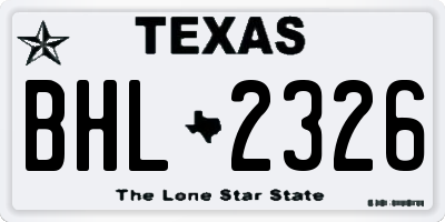 TX license plate BHL2326