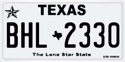 TX license plate BHL2330