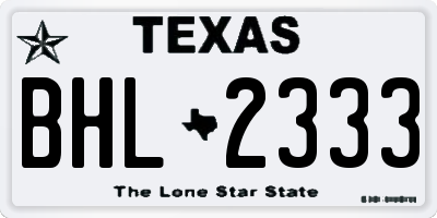 TX license plate BHL2333