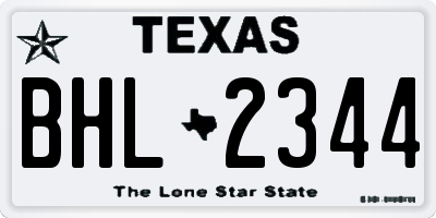 TX license plate BHL2344