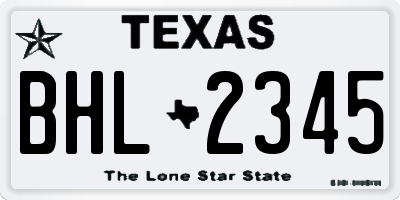 TX license plate BHL2345