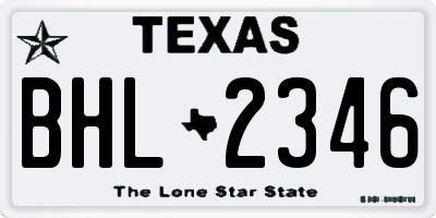 TX license plate BHL2346