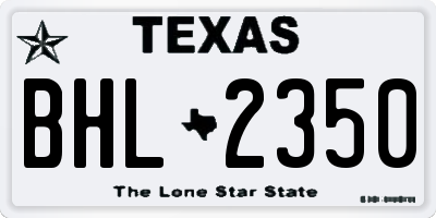 TX license plate BHL2350