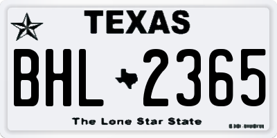 TX license plate BHL2365