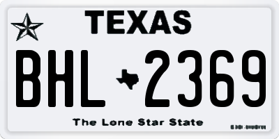 TX license plate BHL2369