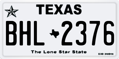 TX license plate BHL2376
