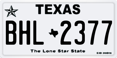 TX license plate BHL2377