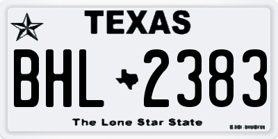 TX license plate BHL2383