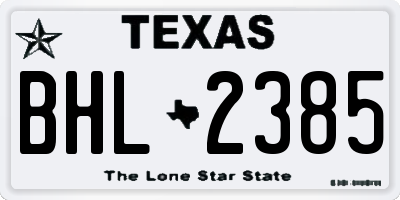 TX license plate BHL2385