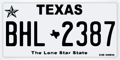 TX license plate BHL2387
