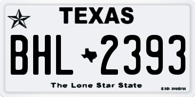 TX license plate BHL2393