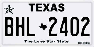 TX license plate BHL2402