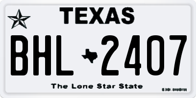 TX license plate BHL2407