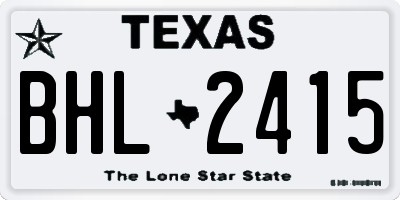 TX license plate BHL2415