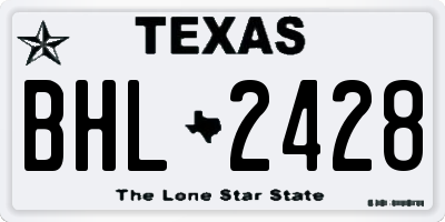TX license plate BHL2428