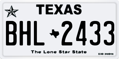 TX license plate BHL2433