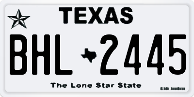 TX license plate BHL2445