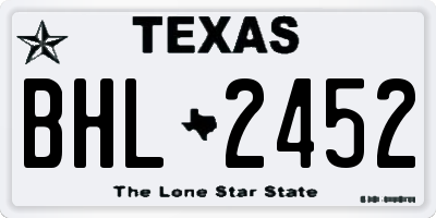 TX license plate BHL2452