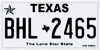 TX license plate BHL2465
