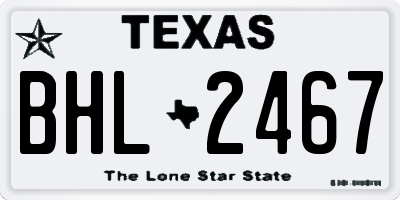TX license plate BHL2467