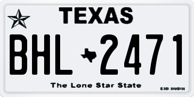 TX license plate BHL2471