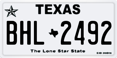 TX license plate BHL2492