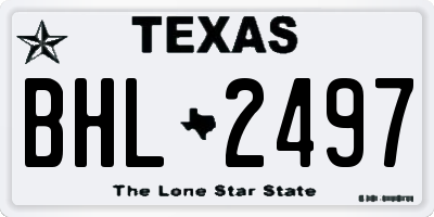 TX license plate BHL2497