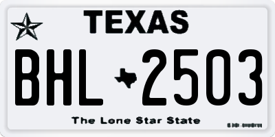 TX license plate BHL2503