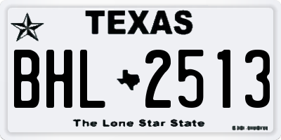 TX license plate BHL2513