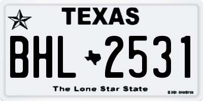 TX license plate BHL2531
