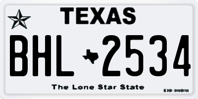 TX license plate BHL2534