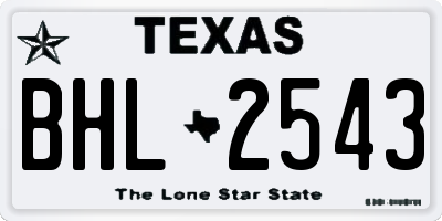 TX license plate BHL2543