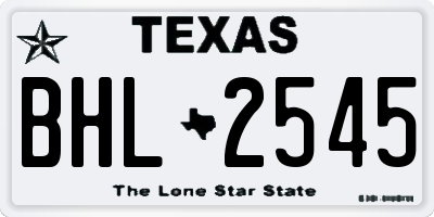 TX license plate BHL2545