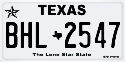 TX license plate BHL2547