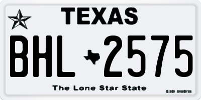 TX license plate BHL2575