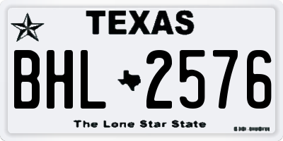 TX license plate BHL2576