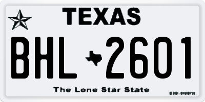 TX license plate BHL2601