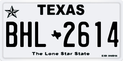 TX license plate BHL2614
