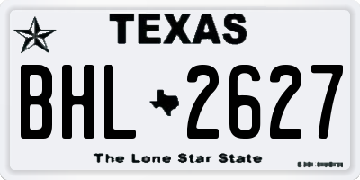 TX license plate BHL2627