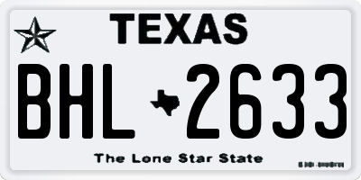 TX license plate BHL2633