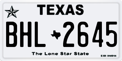 TX license plate BHL2645
