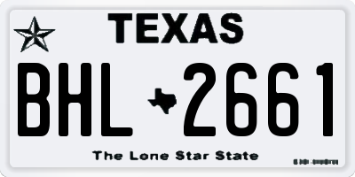 TX license plate BHL2661