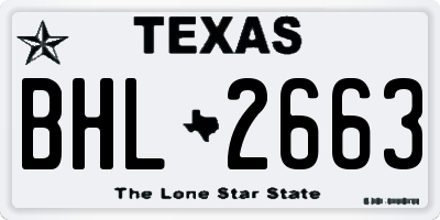 TX license plate BHL2663
