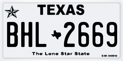 TX license plate BHL2669