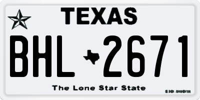 TX license plate BHL2671