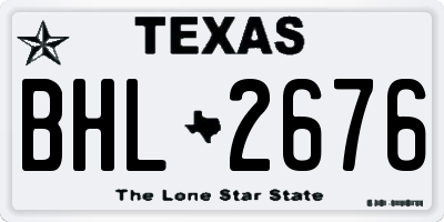 TX license plate BHL2676